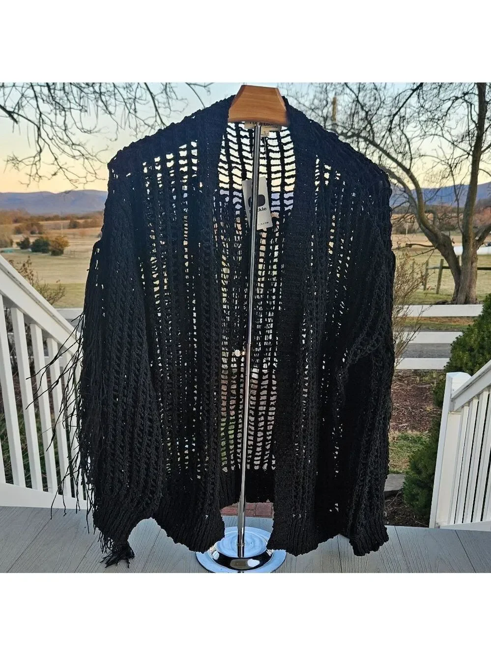 PEACH LOVE CALIFORNIA BUCKLE FRINGE FLYAWAY CARDIGAN NWT MSRP $55 Plush STYLE